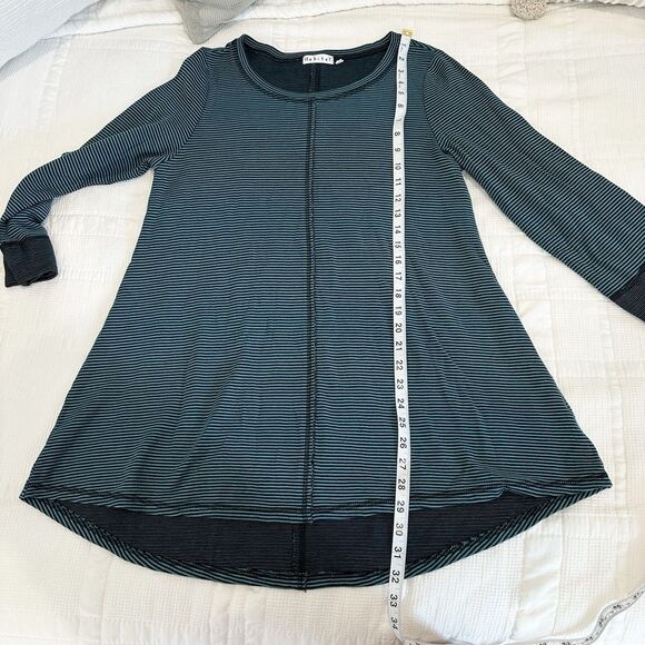 Habitat Top Women Small Blue Striped Comfy Knit 3/4 Sleeve Tunic Lagenlook Long - Picture 10 of 10